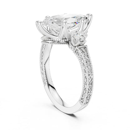 Marquise Three Stone Lab Grown Diamond Engagement Ring