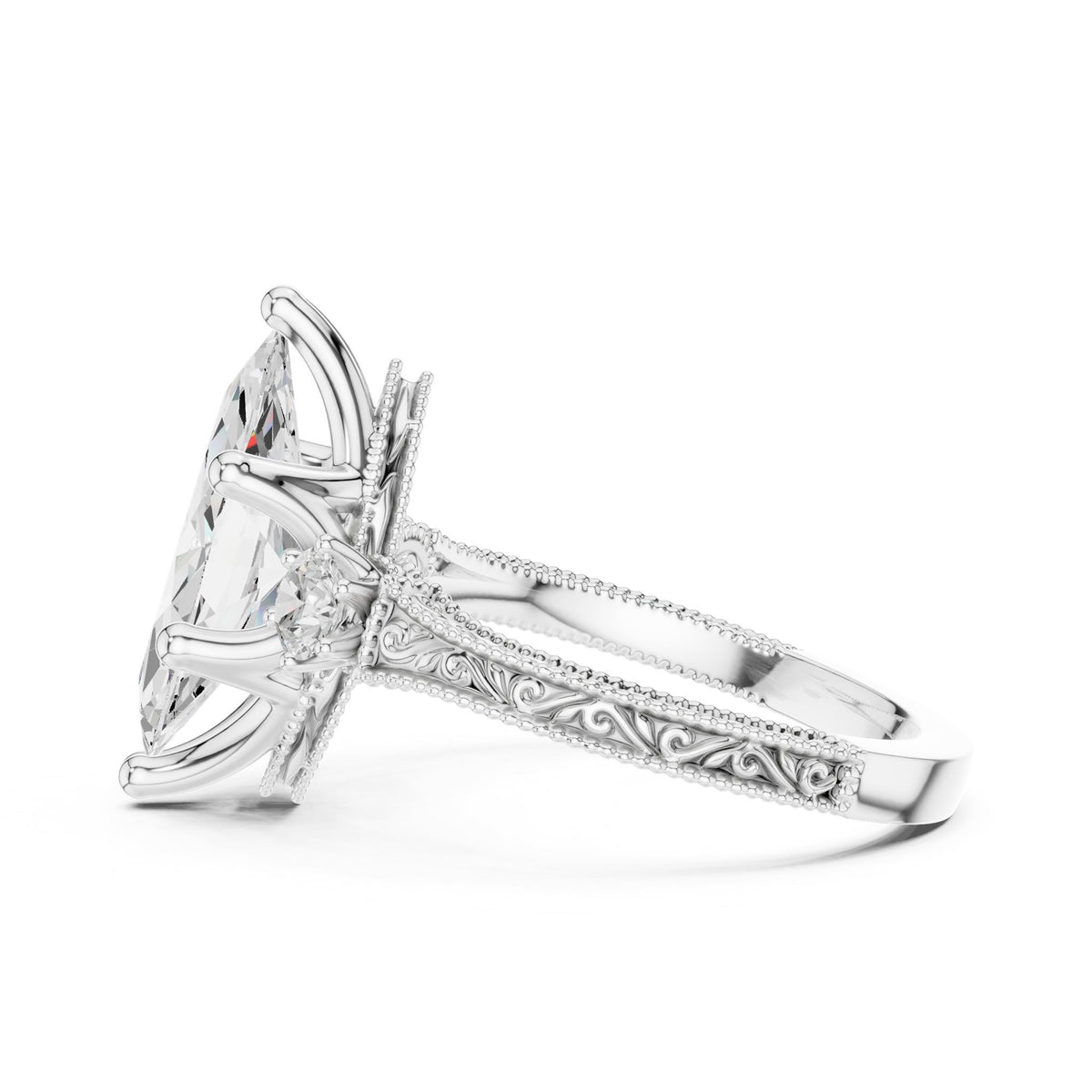 Marquise Three Stone Lab Grown Diamond Engagement Ring