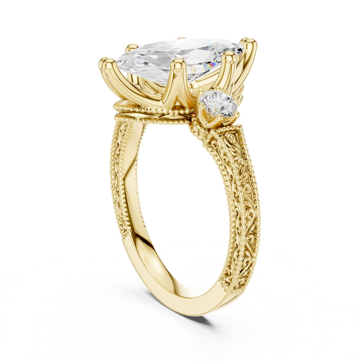 Marquise Three Stone Lab Grown Diamond Engagement Ring