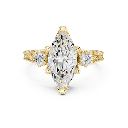 Marquise Three Stone Lab Grown Diamond Engagement Ring