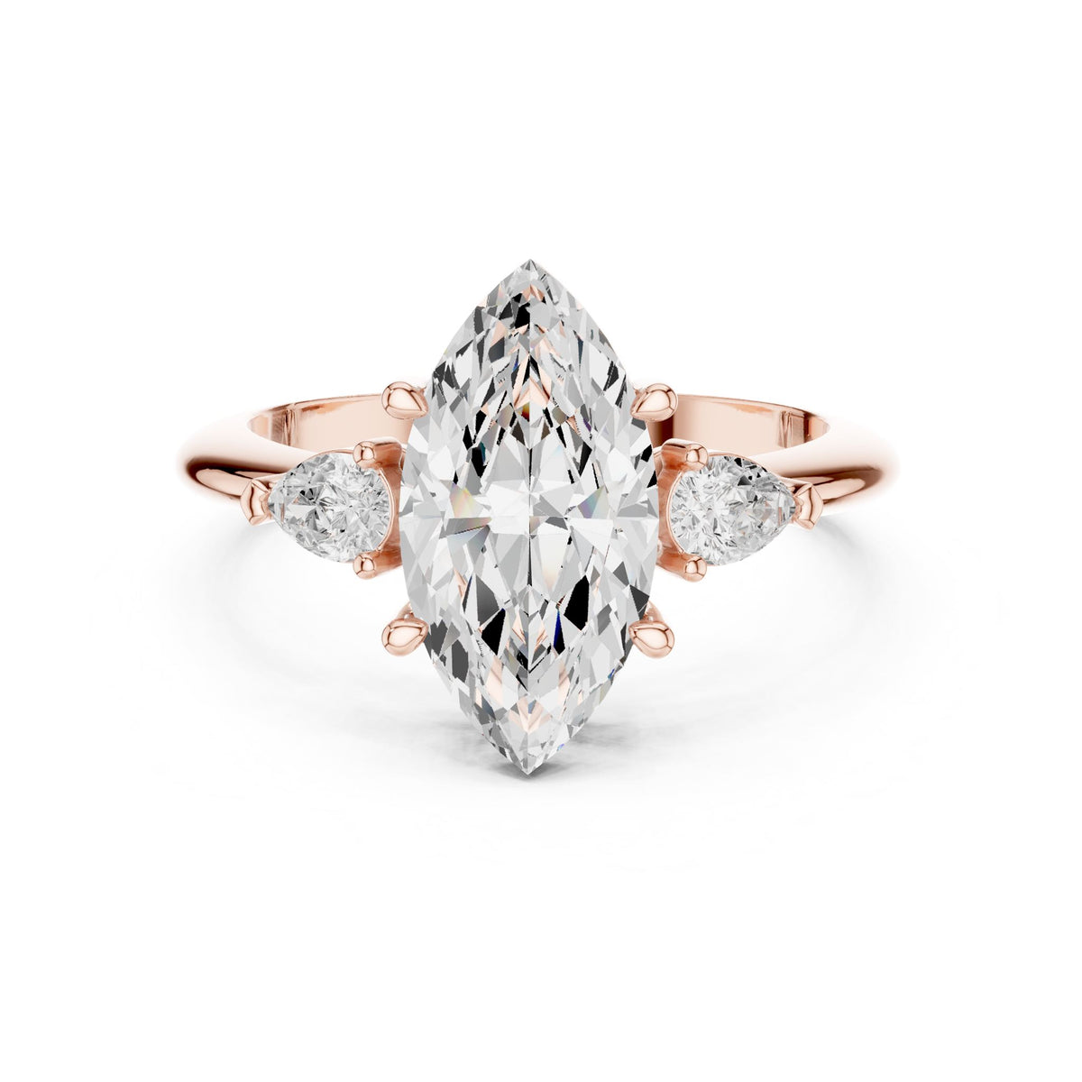 Marquise Three Stone Lab Grown Diamond Engagement Ring