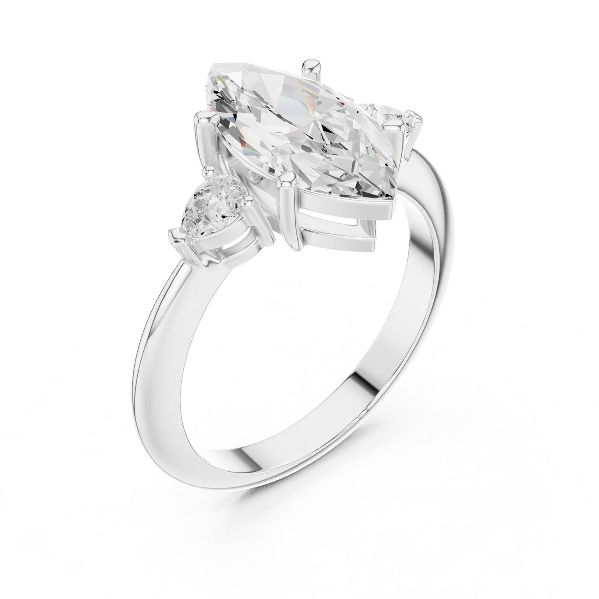 Marquise Three Stone Lab Grown Diamond Engagement Ring
