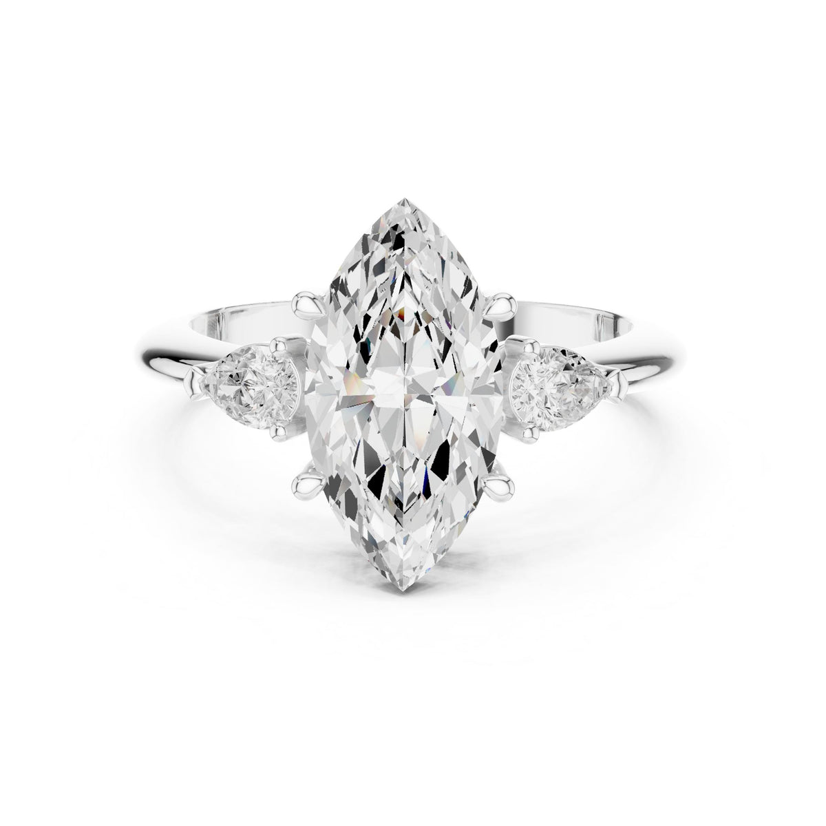 Marquise Three Stone Lab Grown Diamond Engagement Ring