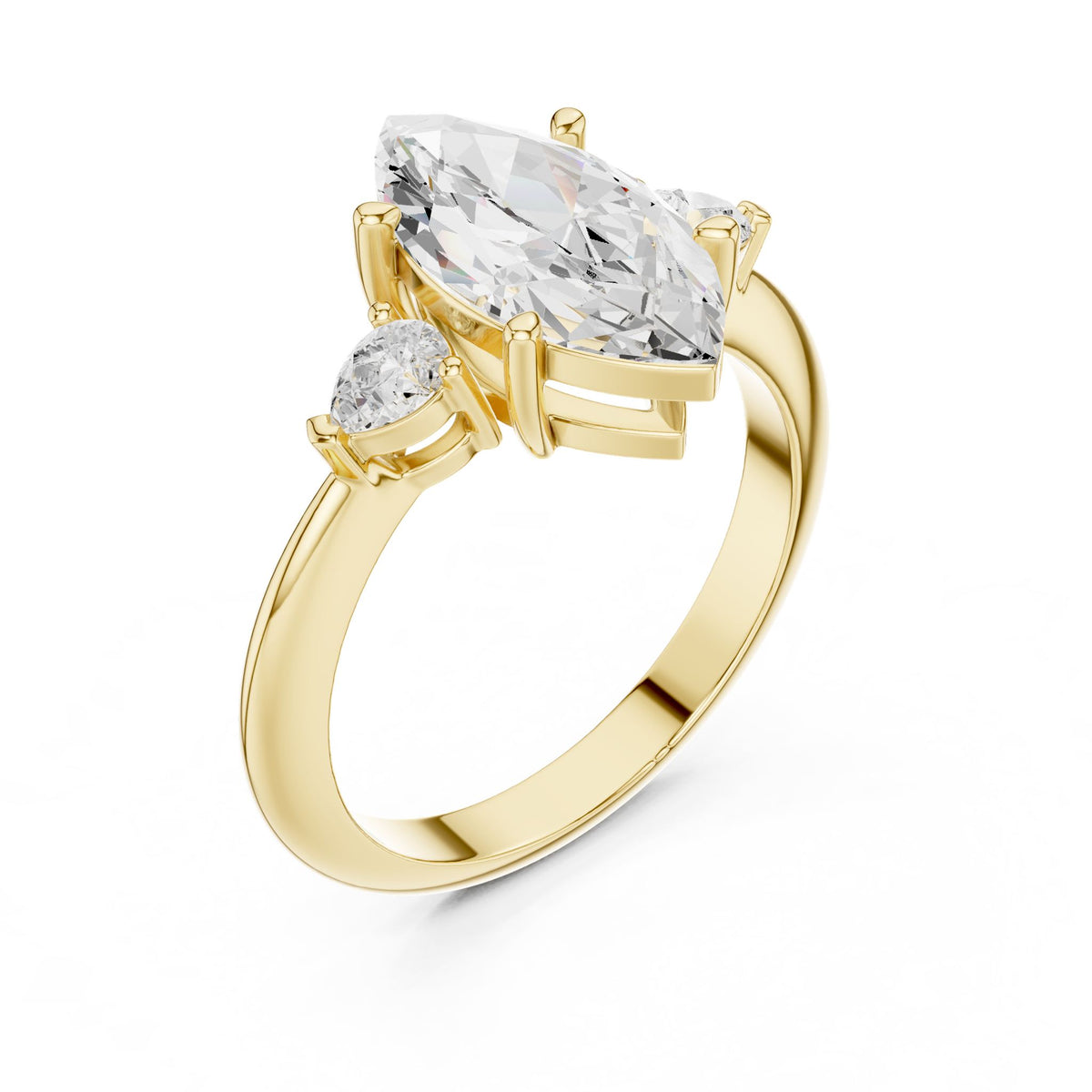 Marquise Three Stone Lab Grown Diamond Engagement Ring