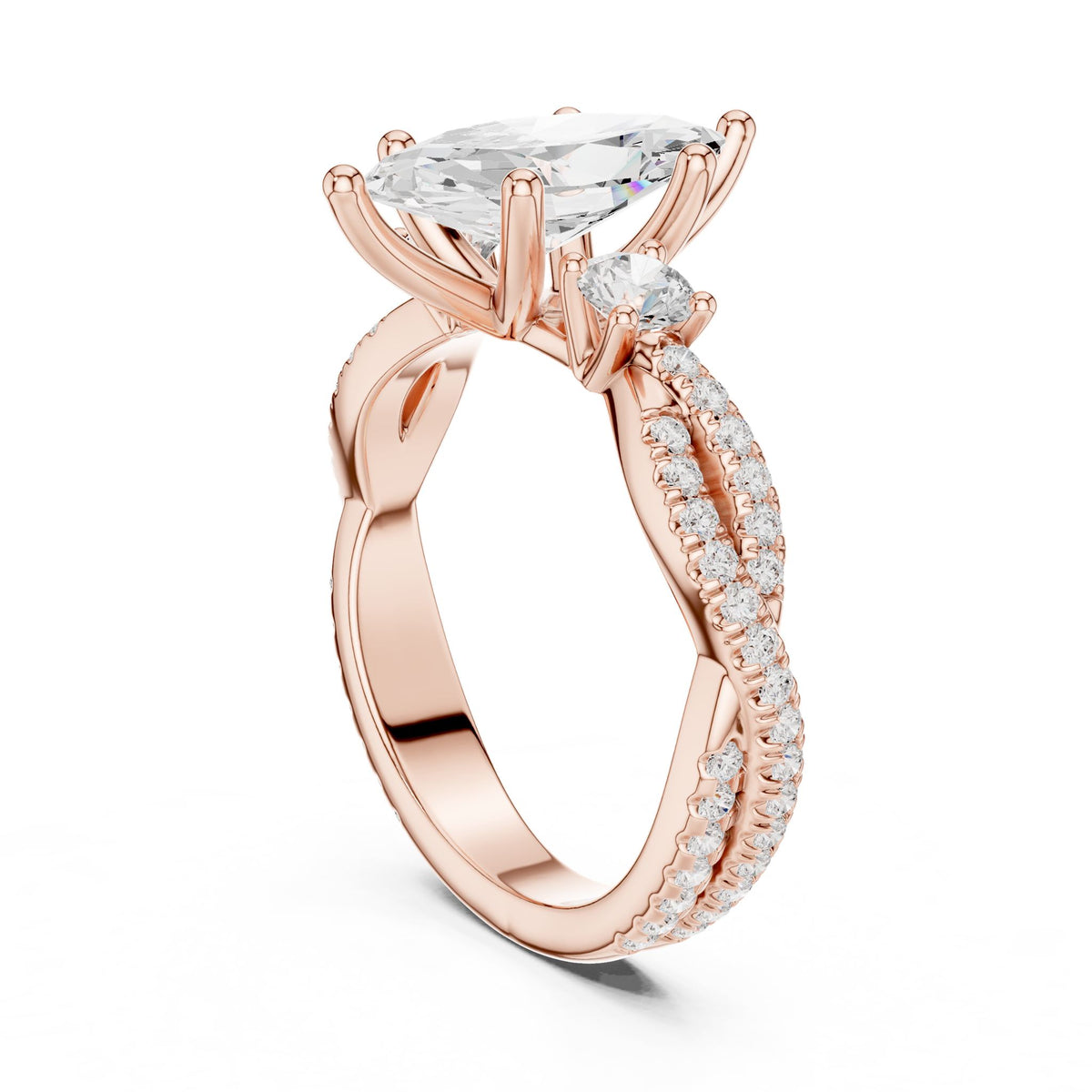 Marquise Three Stone Lab Grown Diamond Engagement Ring