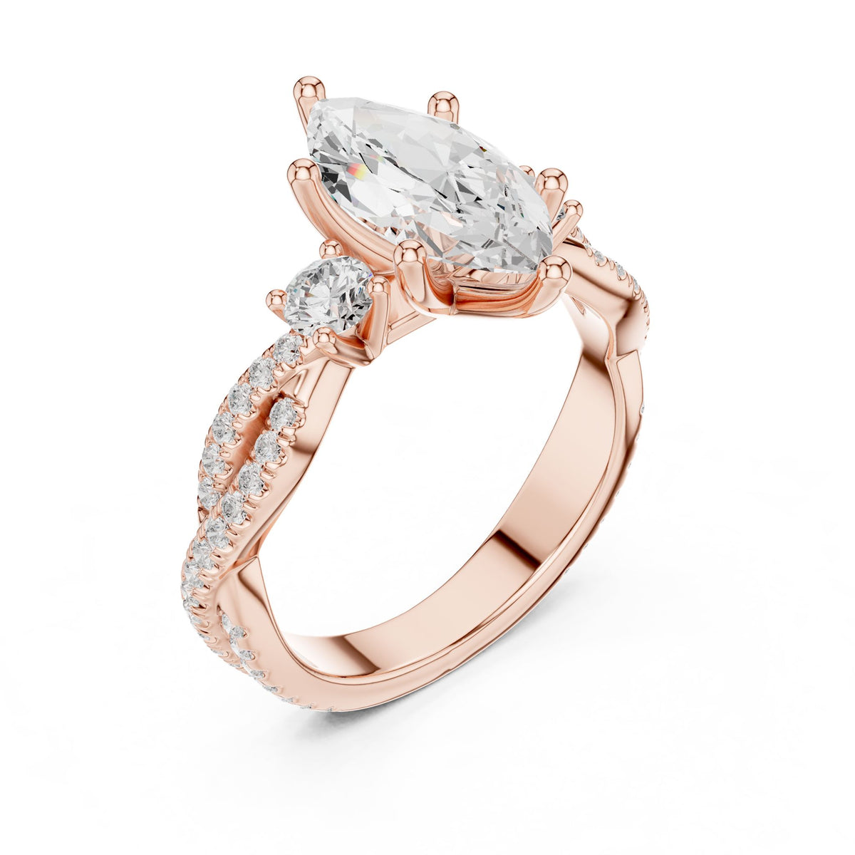 Marquise Three Stone Lab Grown Diamond Engagement Ring