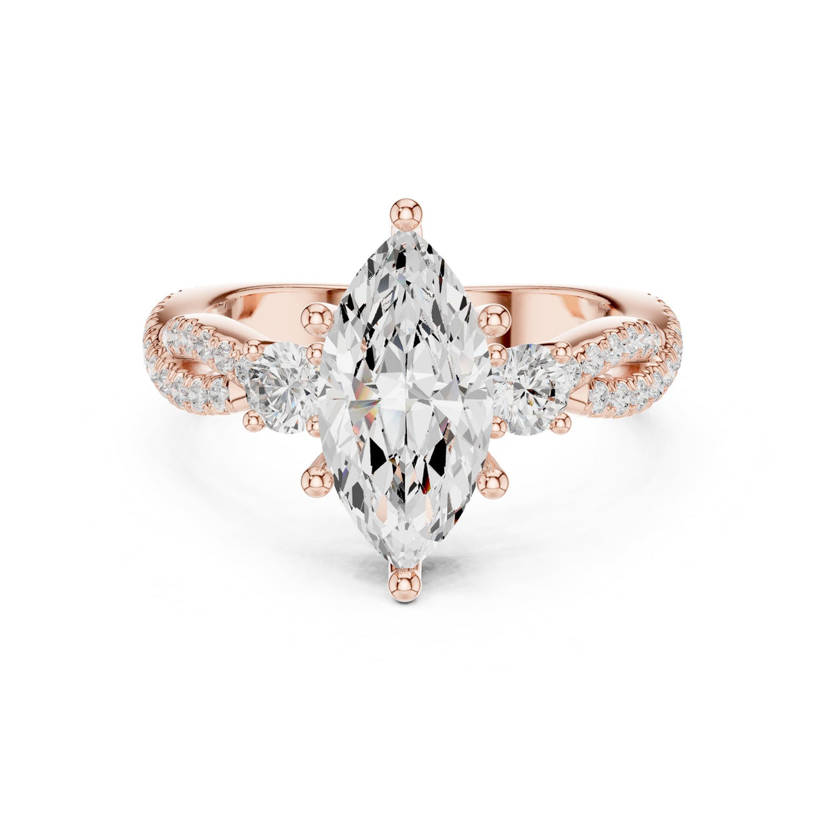 Marquise Three Stone Lab Grown Diamond Engagement Ring
