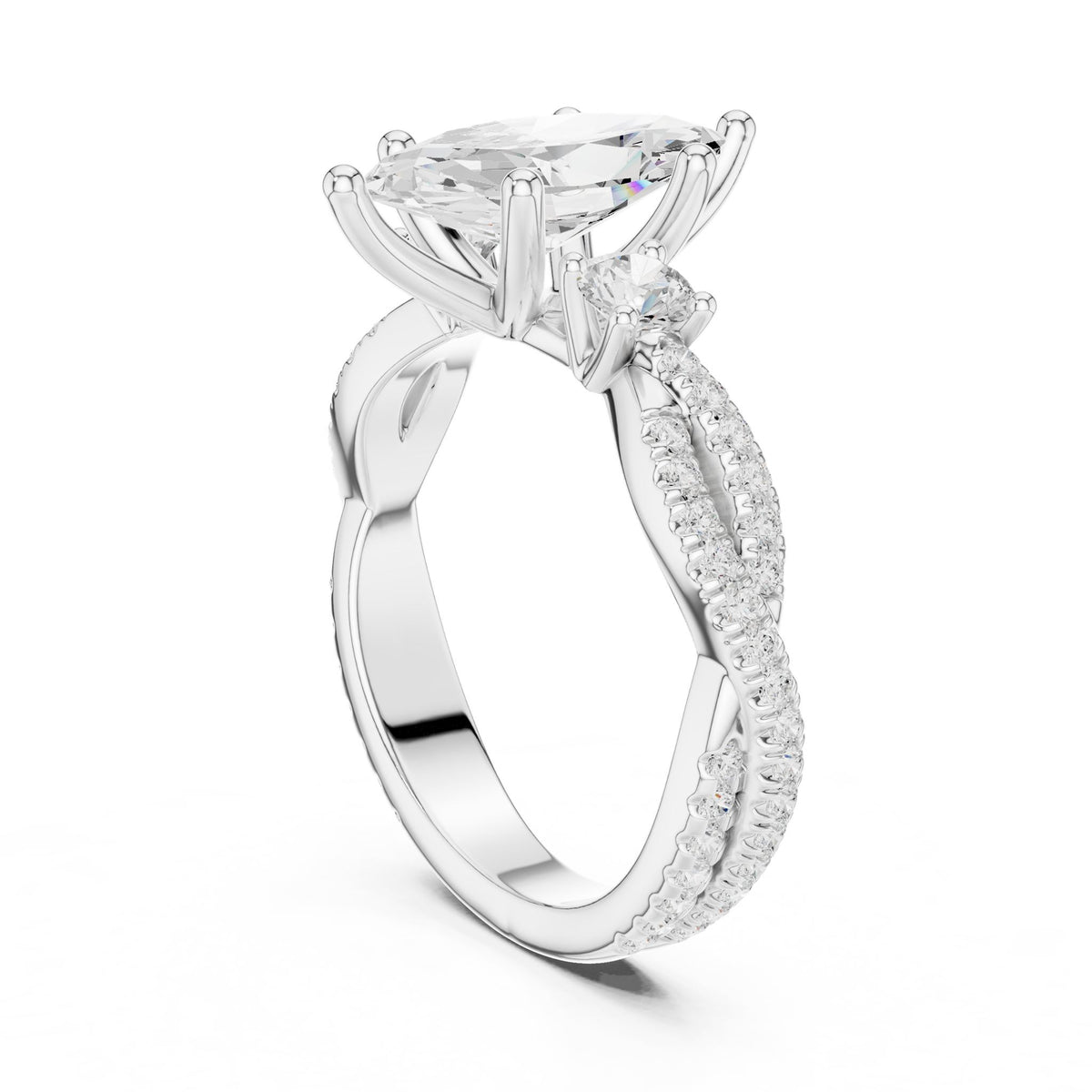 Marquise Three Stone Lab Grown Diamond Engagement Ring