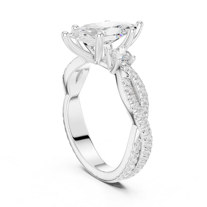 Marquise Three Stone Lab Grown Diamond Engagement Ring