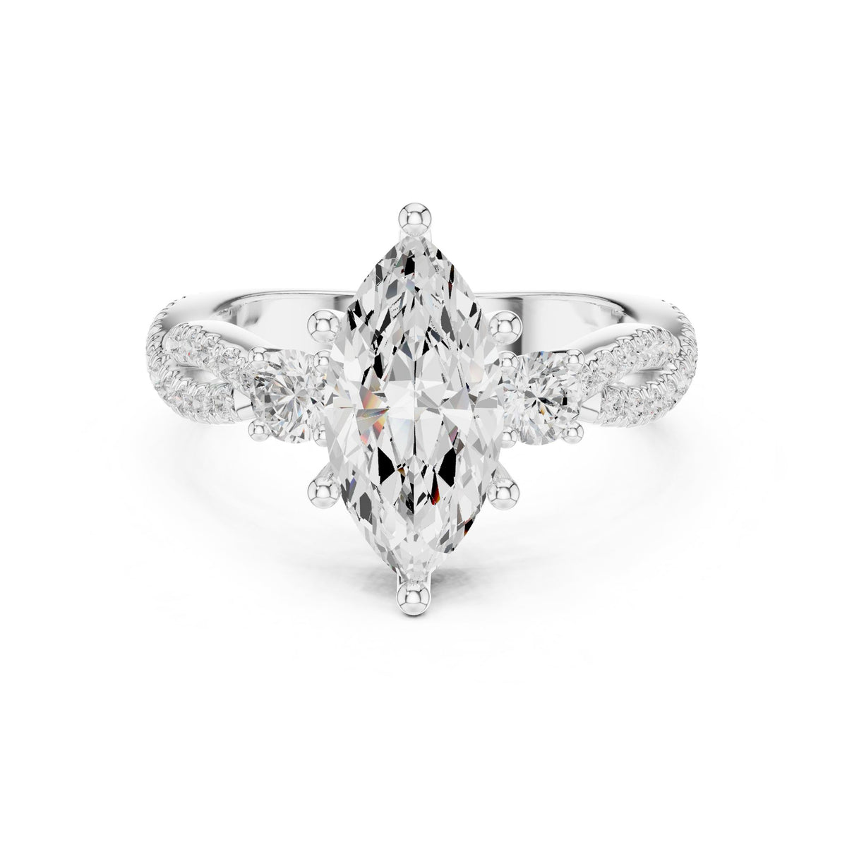 Marquise Three Stone Lab Grown Diamond Engagement Ring