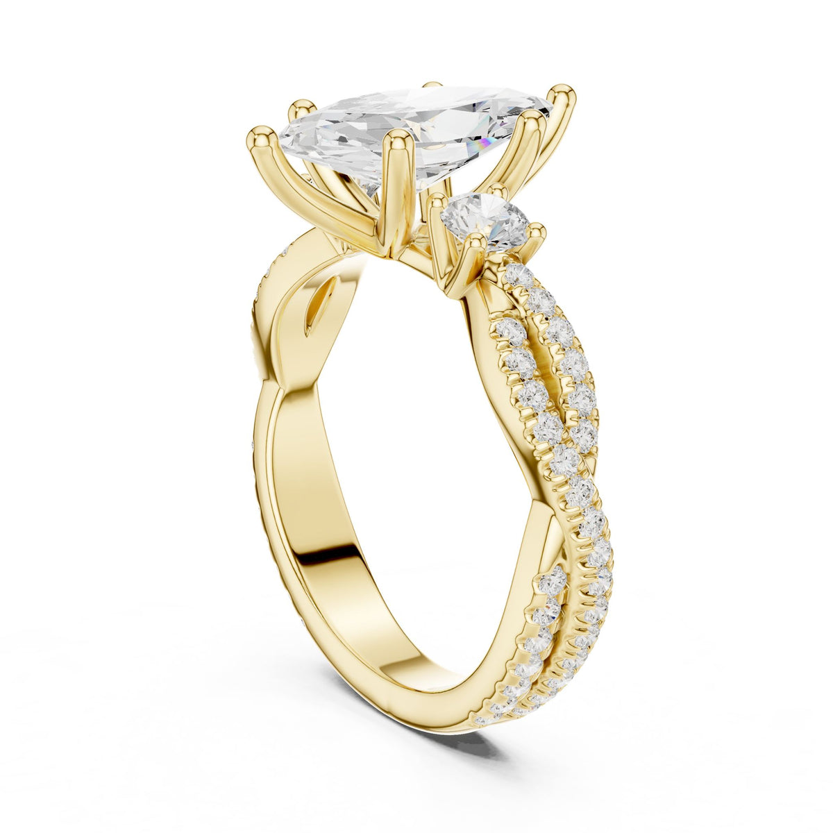 Marquise Three Stone Lab Grown Diamond Engagement Ring