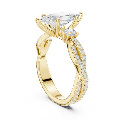 Marquise Three Stone Lab Grown Diamond Engagement Ring