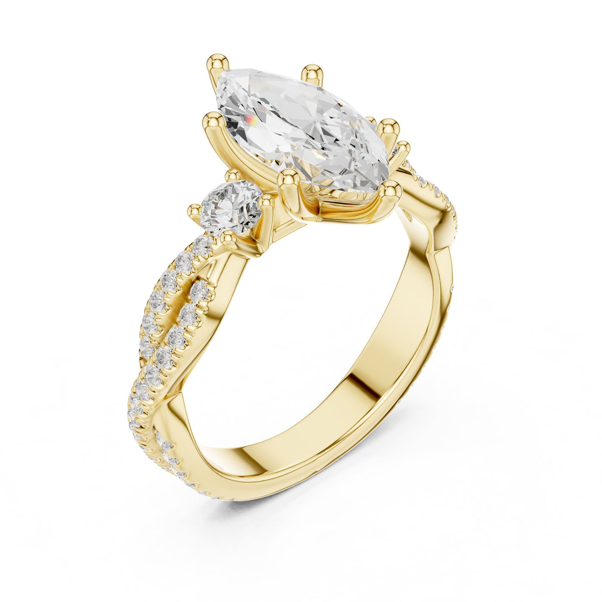 Marquise Three Stone Lab Grown Diamond Engagement Ring