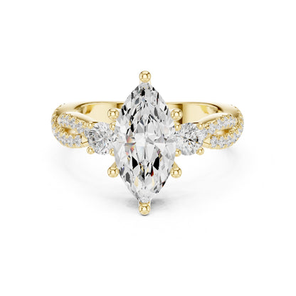 Marquise Three Stone Lab Grown Diamond Engagement Ring