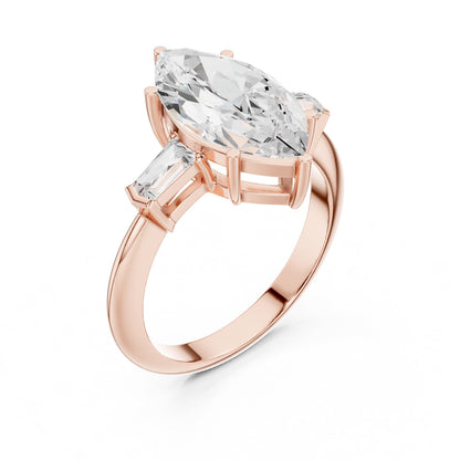 Marquise Three Stone Lab Grown Diamond Engagement Ring