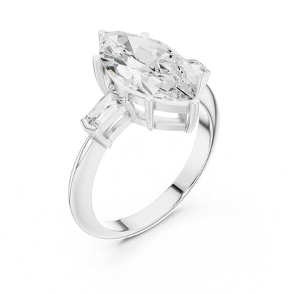 Marquise Three Stone Lab Grown Diamond Engagement Ring