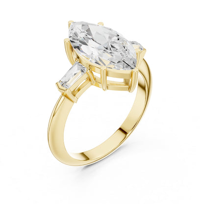 Marquise Three Stone Lab Grown Diamond Engagement Ring