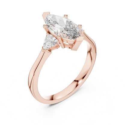 Marquise Three Stone Lab Grown Diamond Engagement Ring