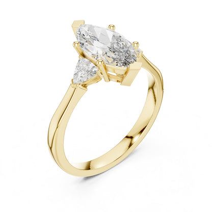 Marquise Three Stone Lab Grown Diamond Engagement Ring