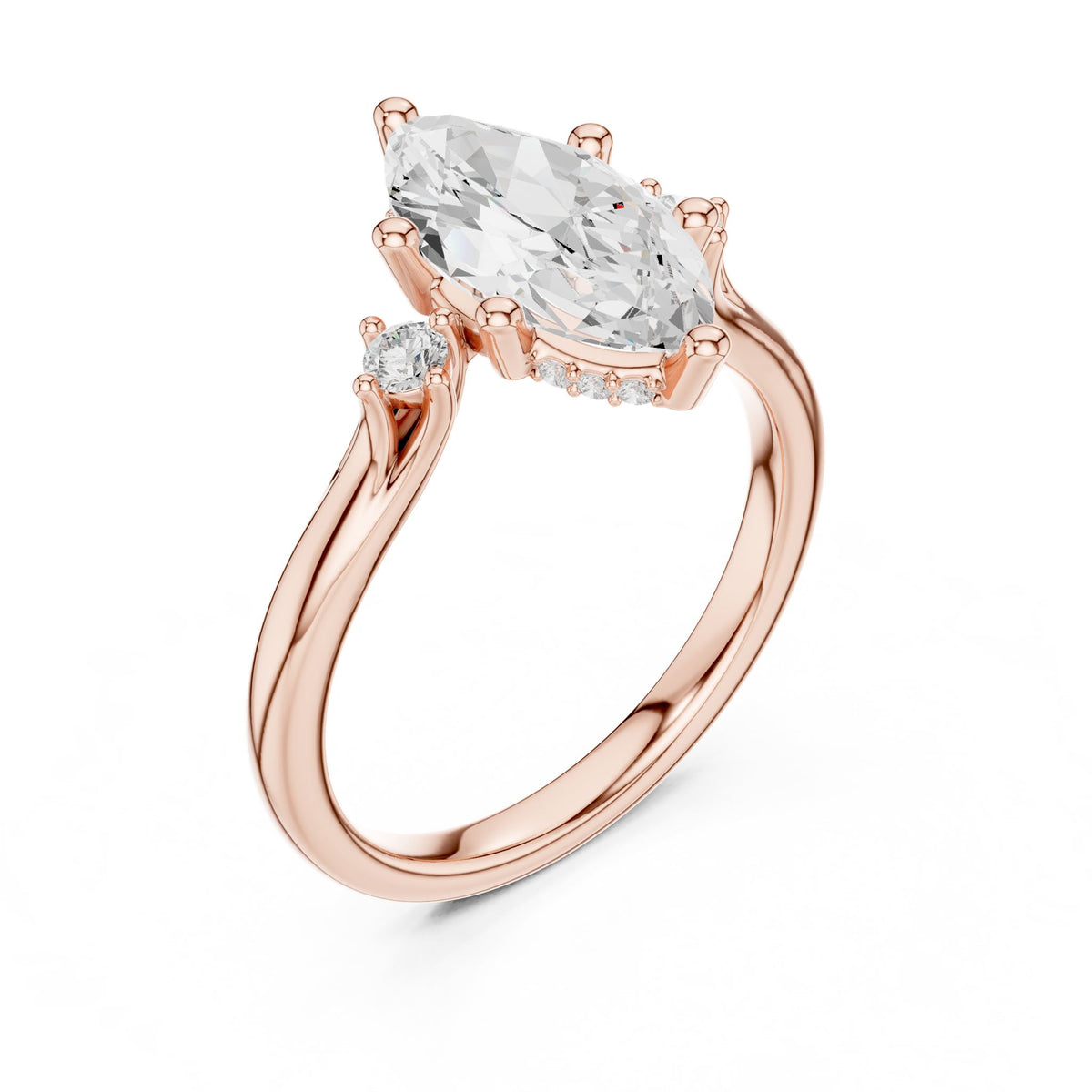 Marquise Three Stone Lab Grown Diamond Engagement Ring