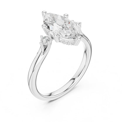 Marquise Three Stone Lab Grown Diamond Engagement Ring
