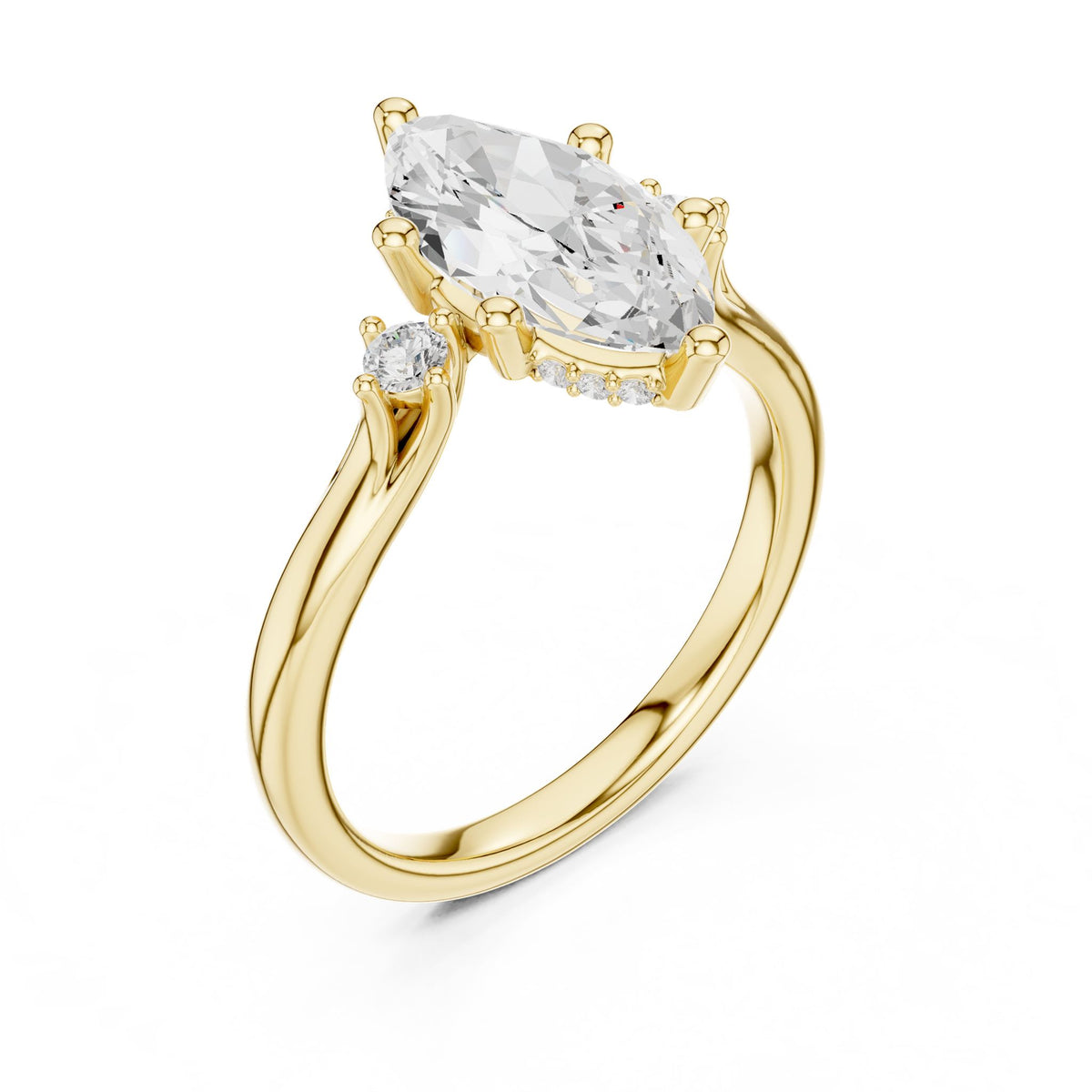 Marquise Three Stone Lab Grown Diamond Engagement Ring