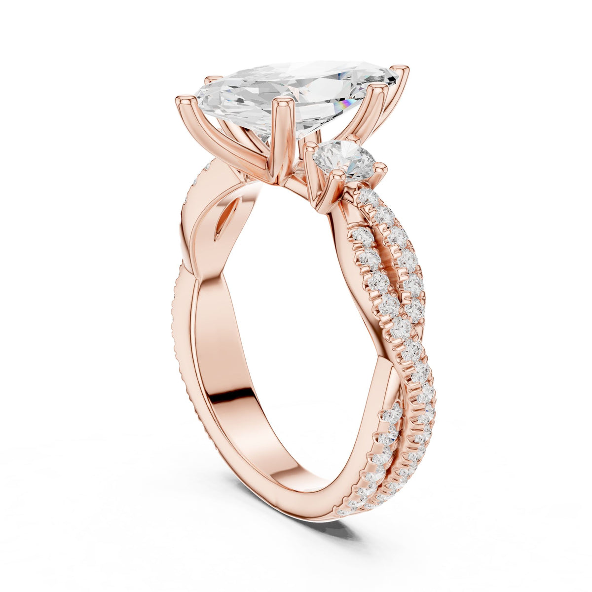 Marquise Three Stone Lab Grown Diamond Engagement Ring