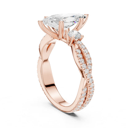 Marquise Three Stone Lab Grown Diamond Engagement Ring