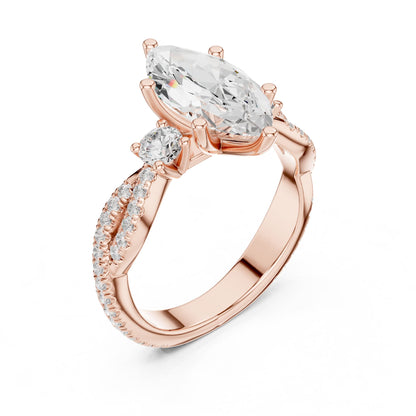 Marquise Three Stone Lab Grown Diamond Engagement Ring