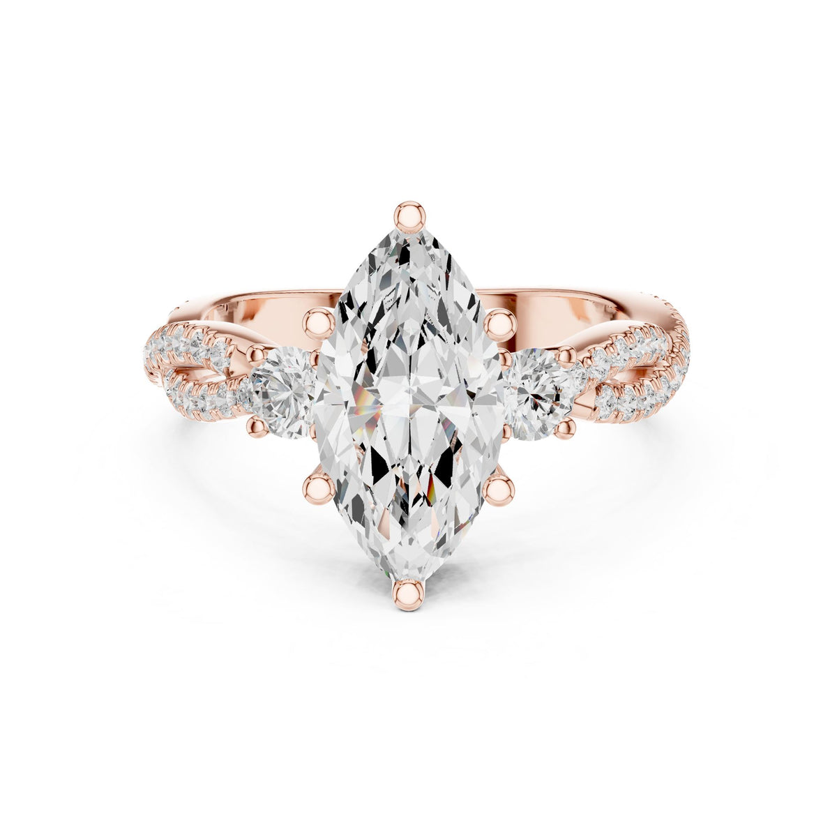 Marquise Three Stone Lab Grown Diamond Engagement Ring