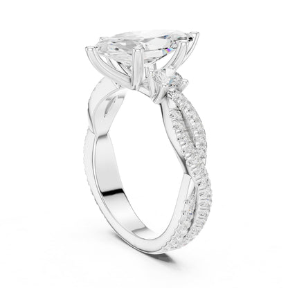 Marquise Three Stone Lab Grown Diamond Engagement Ring