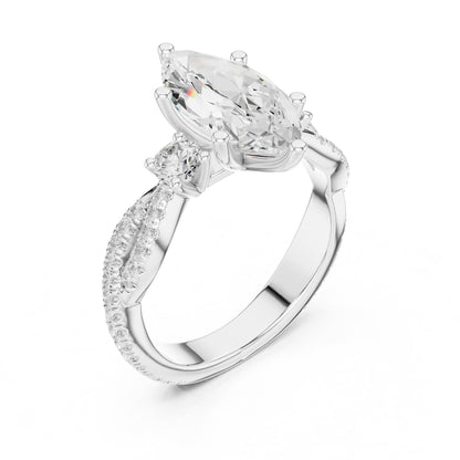 Marquise Three Stone Lab Grown Diamond Engagement Ring