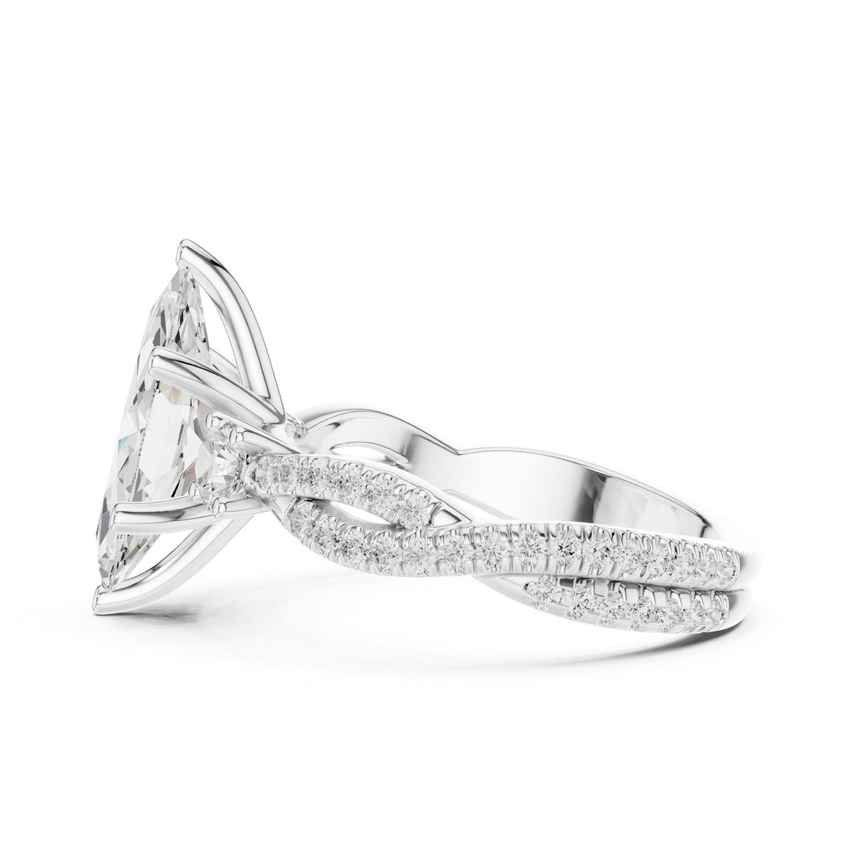Marquise Three Stone Lab Grown Diamond Engagement Ring