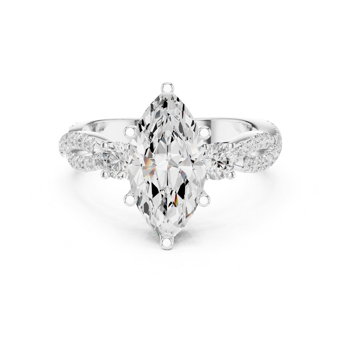 Marquise Three Stone Lab Grown Diamond Engagement Ring