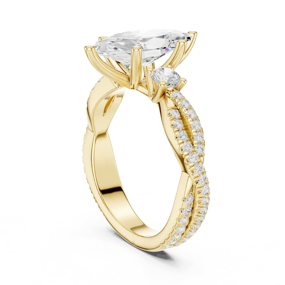 Marquise Three Stone Lab Grown Diamond Engagement Ring