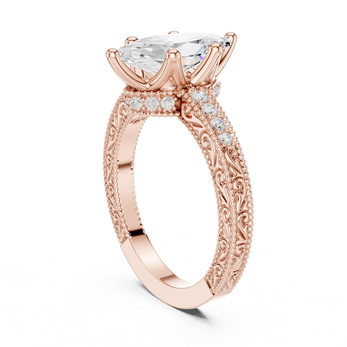 Marquise Vintage Lab Grown Diamond Engagement Ring