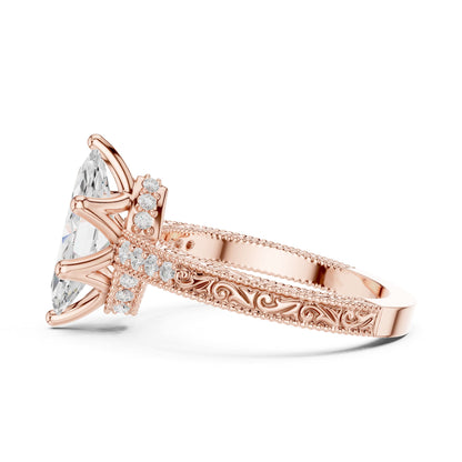 Marquise Vintage Lab Grown Diamond Engagement Ring