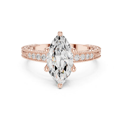 Marquise Vintage Lab Grown Diamond Engagement Ring