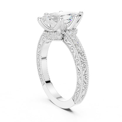 Marquise Vintage Lab Grown Diamond Engagement Ring