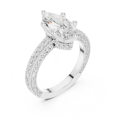 Marquise Vintage Lab Grown Diamond Engagement Ring