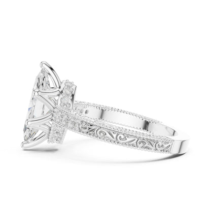 Marquise Vintage Lab Grown Diamond Engagement Ring