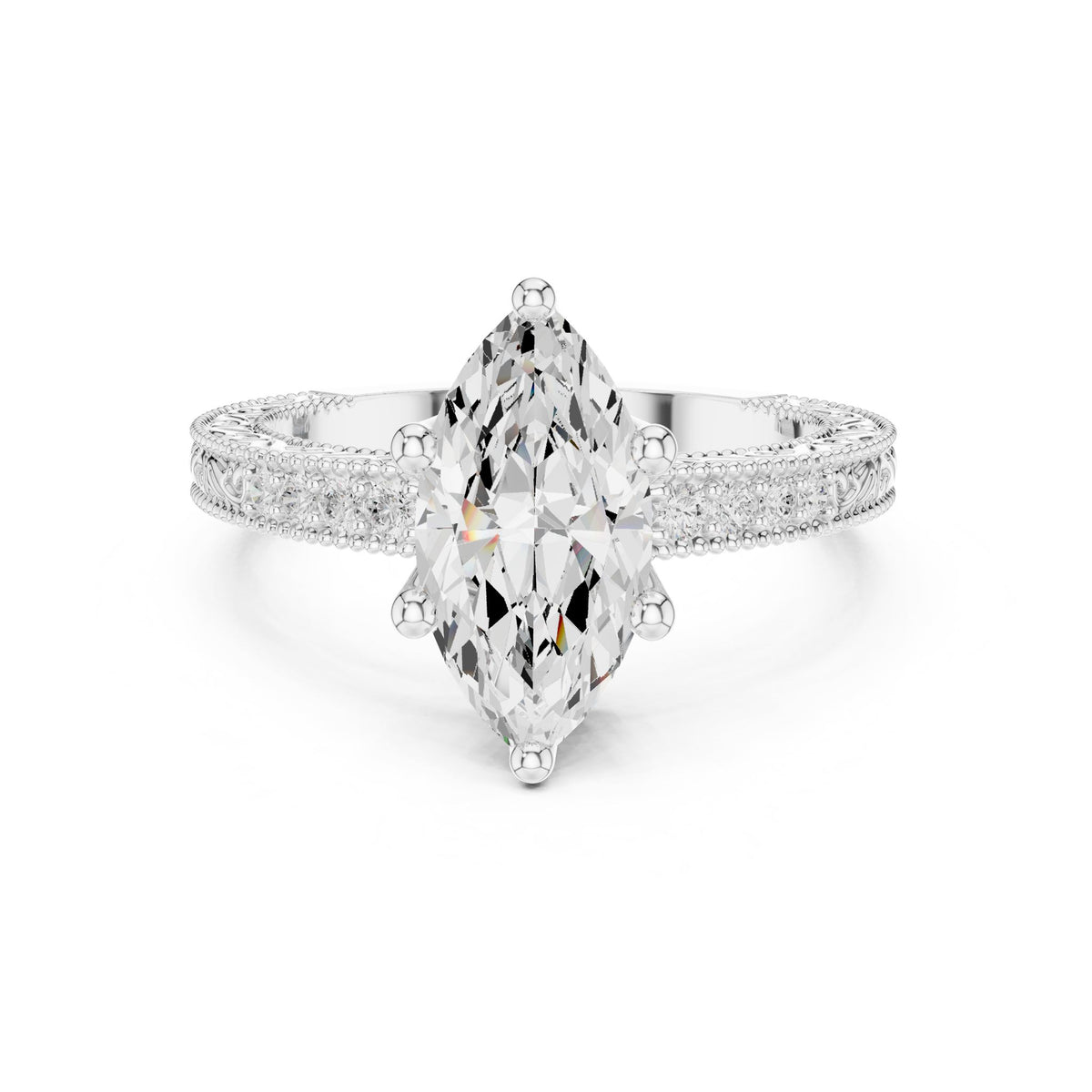 Marquise Vintage Lab Grown Diamond Engagement Ring