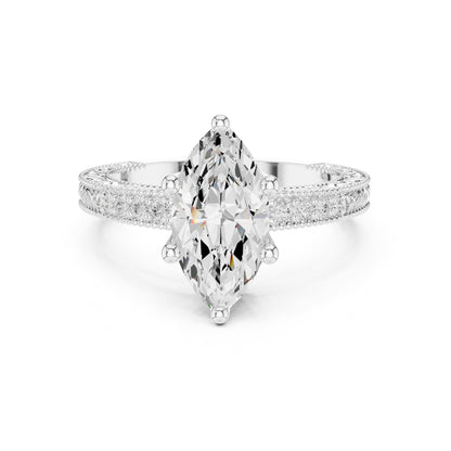 Marquise Vintage Lab Grown Diamond Engagement Ring