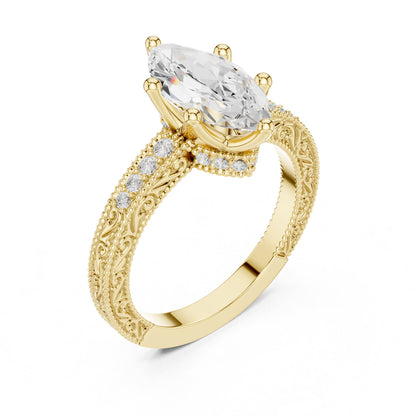 Marquise Vintage Lab Grown Diamond Engagement Ring