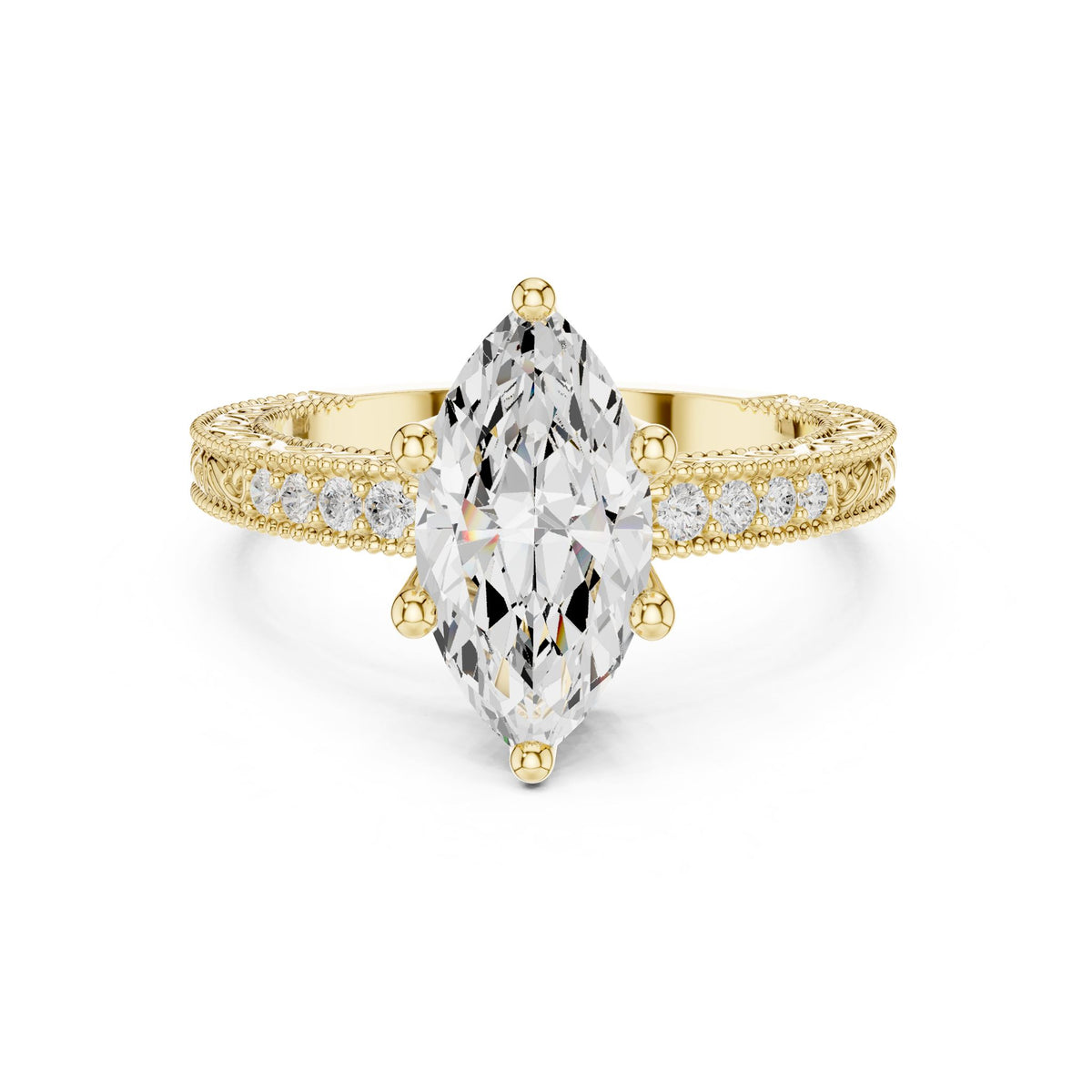 Marquise Vintage Lab Grown Diamond Engagement Ring