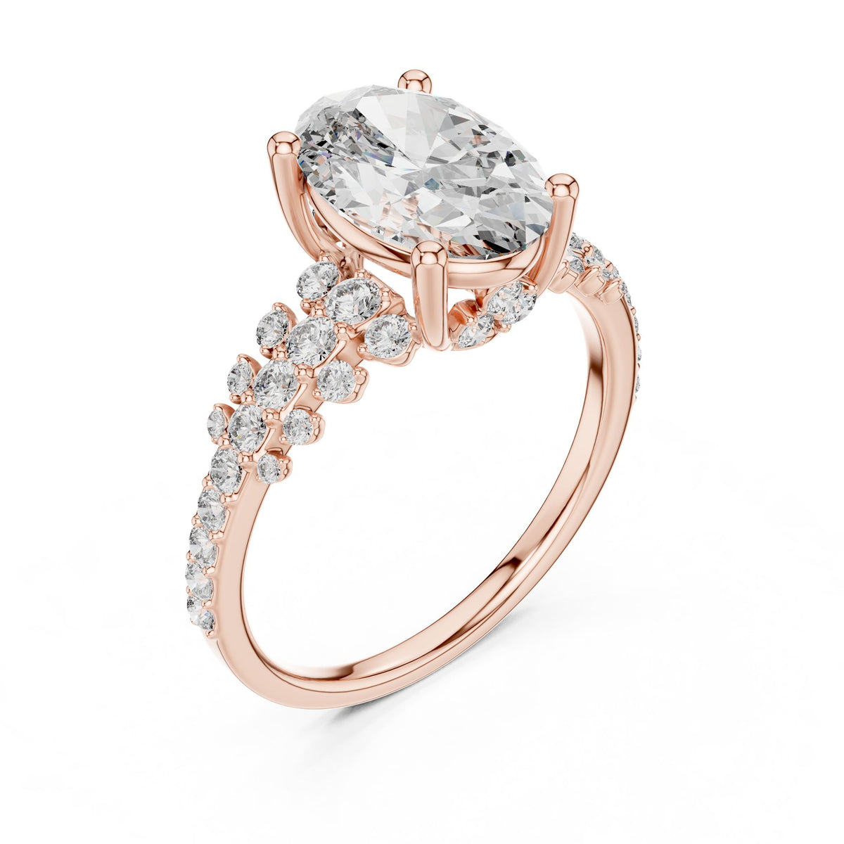 Oval Accented Lab Grown Diamond Engagement Ring