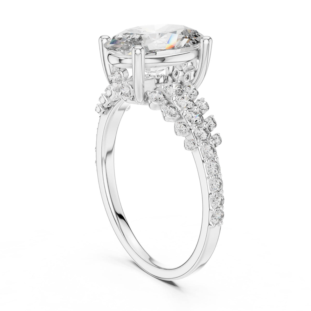 Oval Accented Lab Grown Diamond Engagement Ring