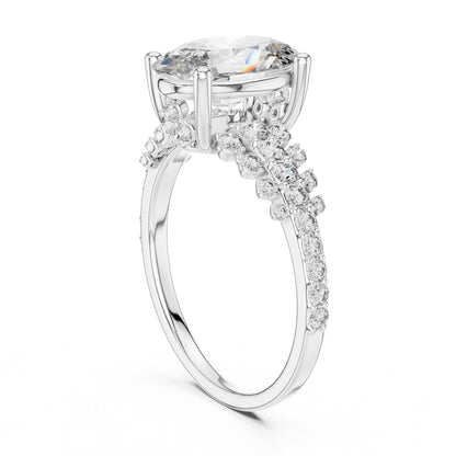 Oval Accented Lab Grown Diamond Engagement Ring