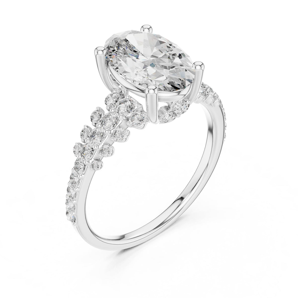 Oval Accented Lab Grown Diamond Engagement Ring