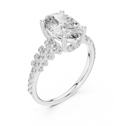 Oval Accented Lab Grown Diamond Engagement Ring